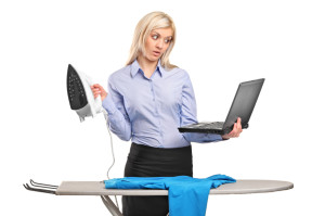 This busy woman is reading my steam iron reviews right now!